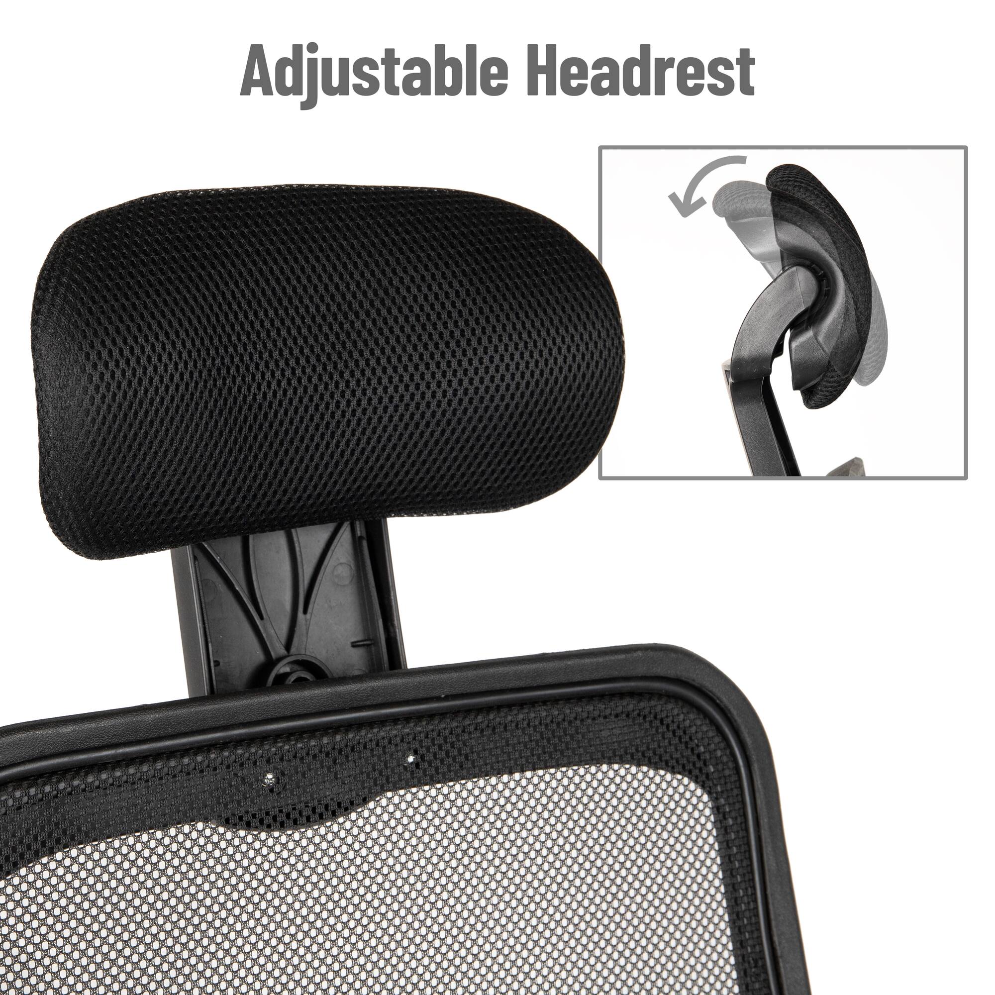Mind Reader Office Chair with Wheels, Height Adjustable, Desk Chair, Office, 24"L x 24"W x 42.5-47"H, Black